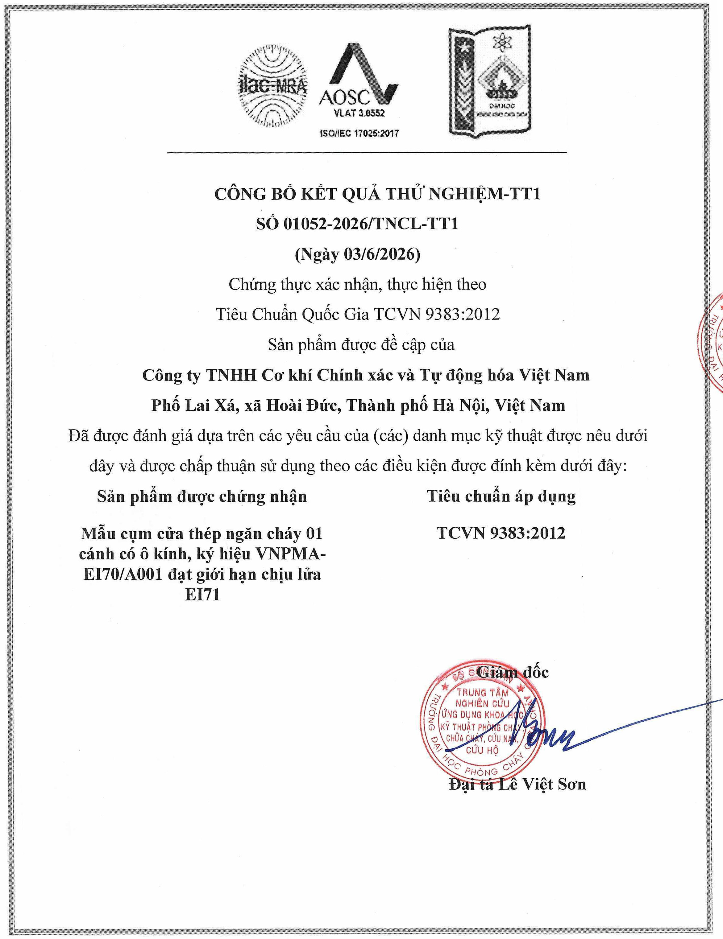 Giấp phép cửa thép chống cháy có ô kính SEV-01